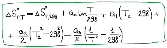 Уравнение изменения энтропии при протекании химической реакции
