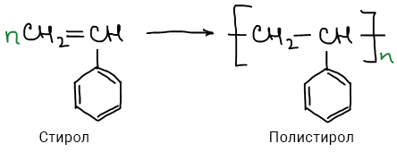 Реакция получения полистирола