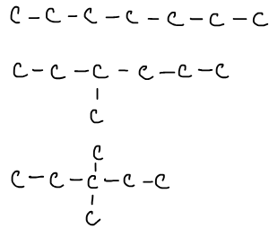 Изомеры C₈: н-октан, 3-метилгептан, 3,3-диметилгексан